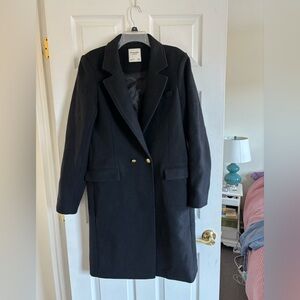 Abercrombie & Fitch Black Wool Blend Coat Tall Medium